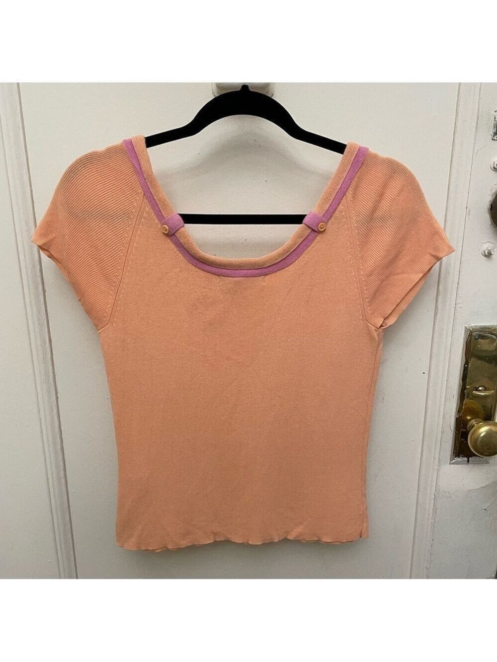 Sigrid Olsen Short Sleeve Top Peach & Pink Size SP Vintage Y2K - Picture 3 of 12